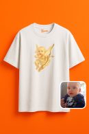 3D Barok Melek Oversize Unisex T-Shirt Tasarımı