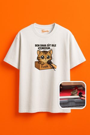Minik Fındık Kedimiz ile Tarz Yaratın Unisex Oversize T-Shirt