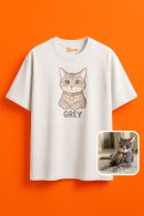 Sevimli Kedi Gray için Tasarlanmış Stil, Şimdi Seninle Oversize T-Shirt
