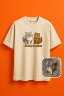 Sincap ve Manitası Desenli Unisex Oversize T-Shirt Modası Unisex Oversize T-Shirt