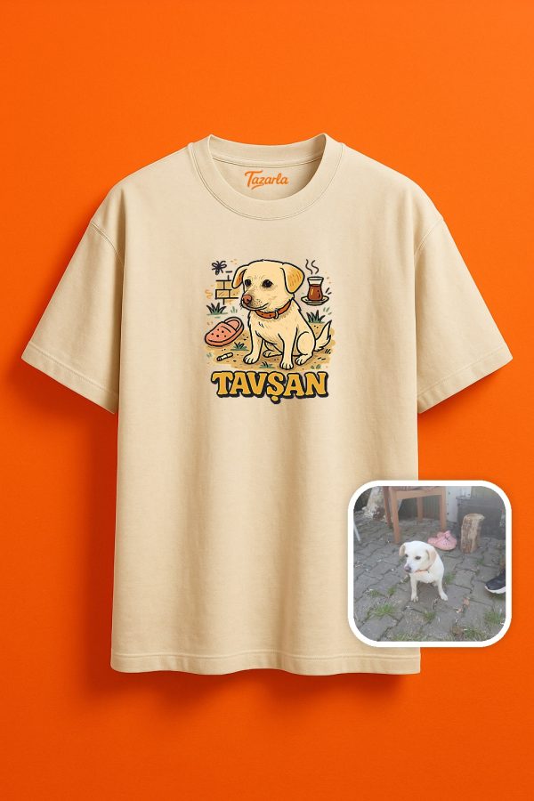 Tavşan Köpek ile Eğlenceli Anlar Yaratın Unisex Oversize T-shirt - Görsel 2