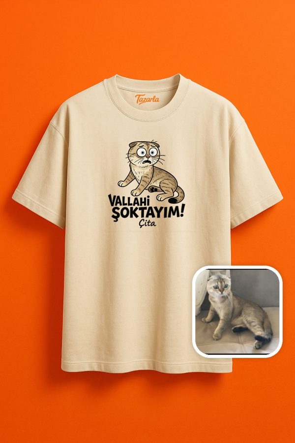 Şok Edici Çita Desenli T-Shirt Unisex Oversize T-Shirt - Görsel 2