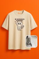 Pıtırcık Kedi ile Rahat Tarz Unisex Oversize T-Shirt