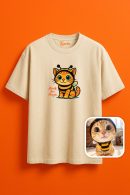 Minik Arı Maya ile Eğlenceli Kediler Unisex Oversize T-Shirt