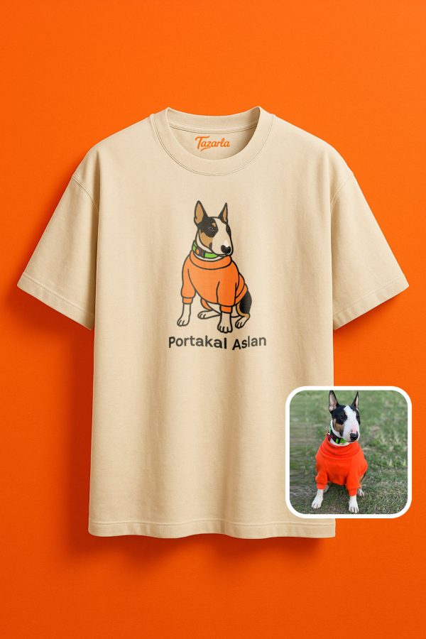 Portakal Aslan Desenli Unisex Oversize T-Shirt ile Özgün Tarzını Yansıt - Görsel 2