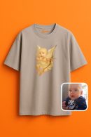 3D Barok Melek Oversize Unisex T-Shirt Tasarımı