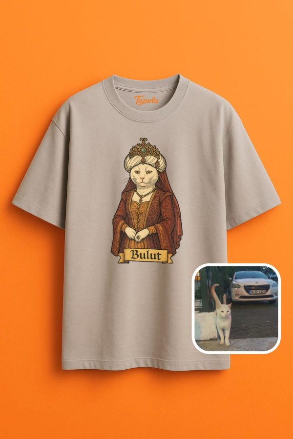 Osmanlı Kedisi Bulut ile Unisex Oversize T-shirt - Görsel 3