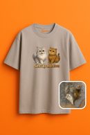 Sincap ve Manitası Desenli Unisex Oversize T-Shirt Modası Unisex Oversize T-Shirt