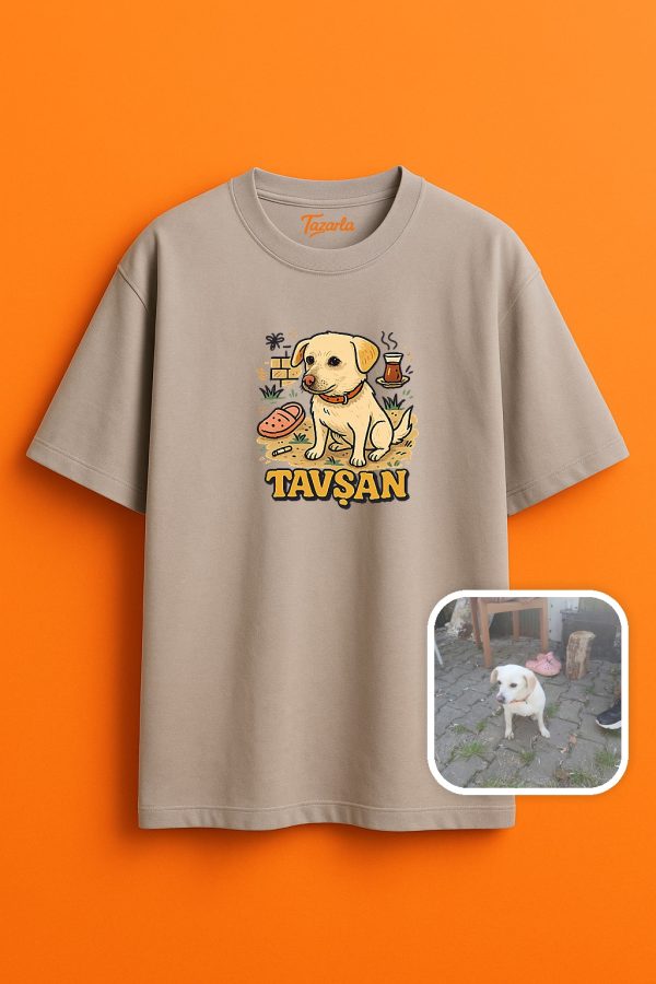 Tavşan Köpek ile Eğlenceli Anlar Yaratın Unisex Oversize T-shirt - Görsel 3