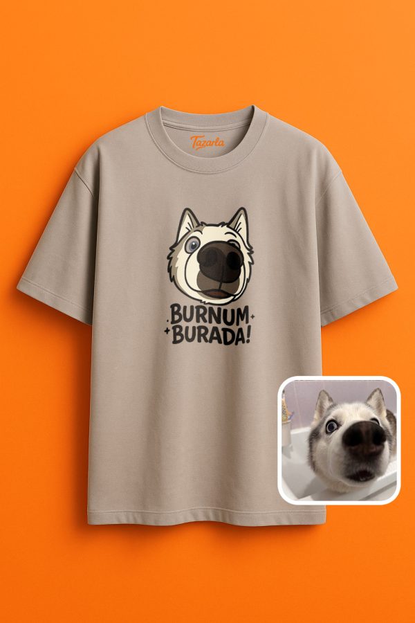 Burnum Burada Bulut Desenli Unisex Oversize T-Shirt ile Fark Yarat! - Görsel 3
