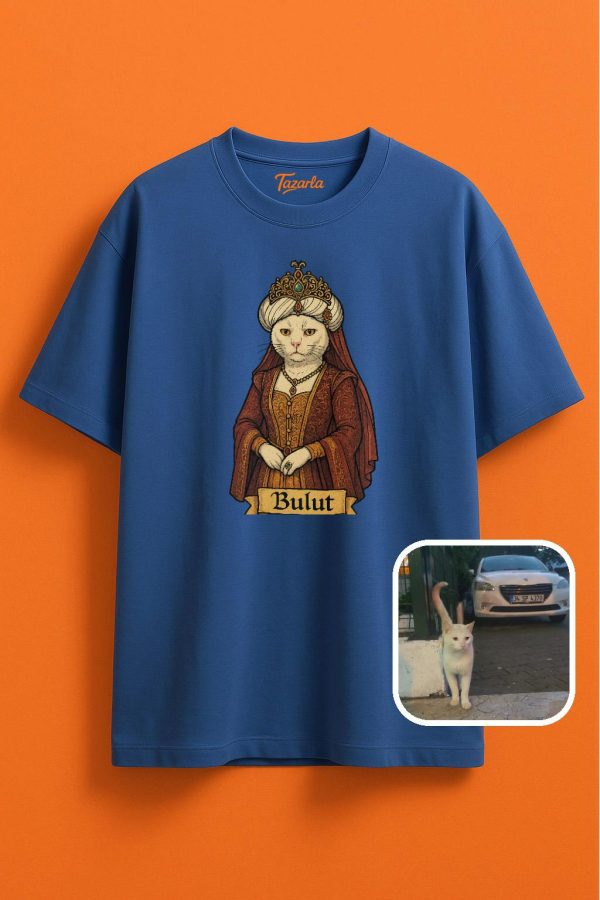 Osmanlı Kedisi Bulut ile Unisex Oversize T-shirt - Görsel 4