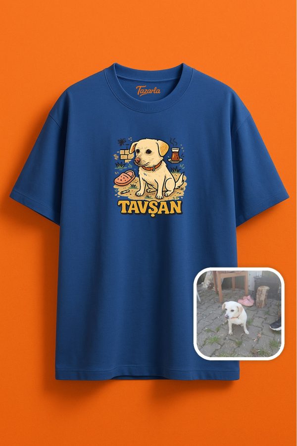 Tavşan Köpek ile Eğlenceli Anlar Yaratın Unisex Oversize T-shirt - Görsel 4