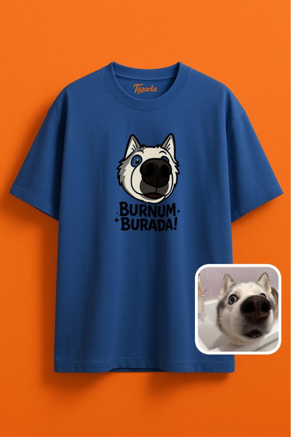 Burnum Burada Bulut Desenli Unisex Oversize T-Shirt ile Fark Yarat! - Görsel 4