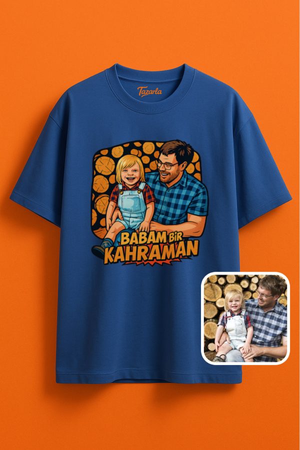 Babam Kahraman Unisex Oversize T-Shirt - Konforlu ve Şık Tasarım - Görsel 4