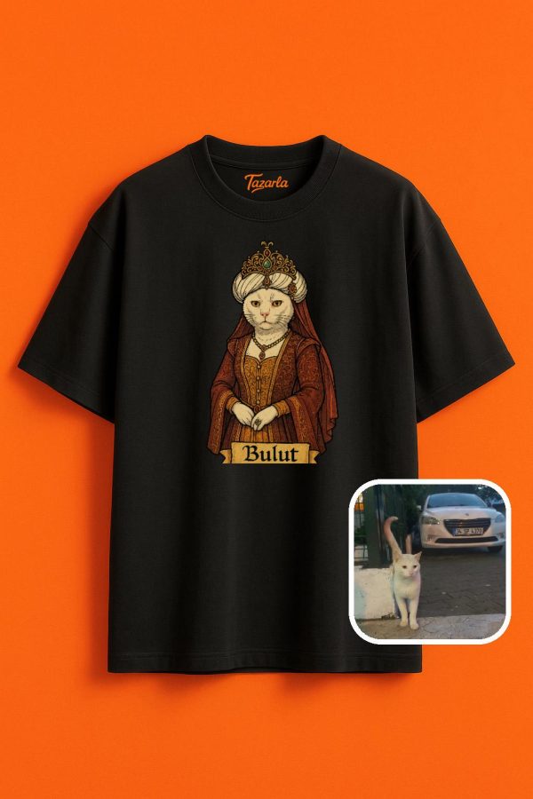 Osmanlı Kedisi Bulut ile Unisex Oversize T-shirt - Görsel 5