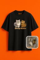 Sincap ve Manitası Desenli Unisex Oversize T-Shirt Modası Unisex Oversize T-Shirt