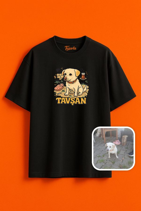 Tavşan Köpek ile Eğlenceli Anlar Yaratın Unisex Oversize T-shirt - Görsel 5