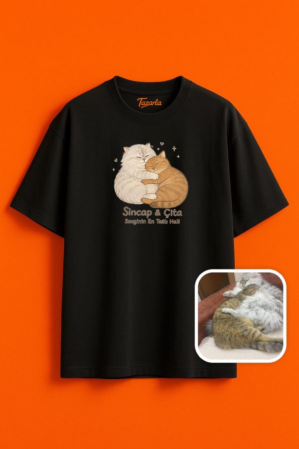 Sevgi dolu tasarım Unisex Oversize T-Shirt - Görsel 4