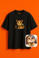 Minik Arı Maya ile Eğlenceli Kediler Unisex Oversize T-Shirt