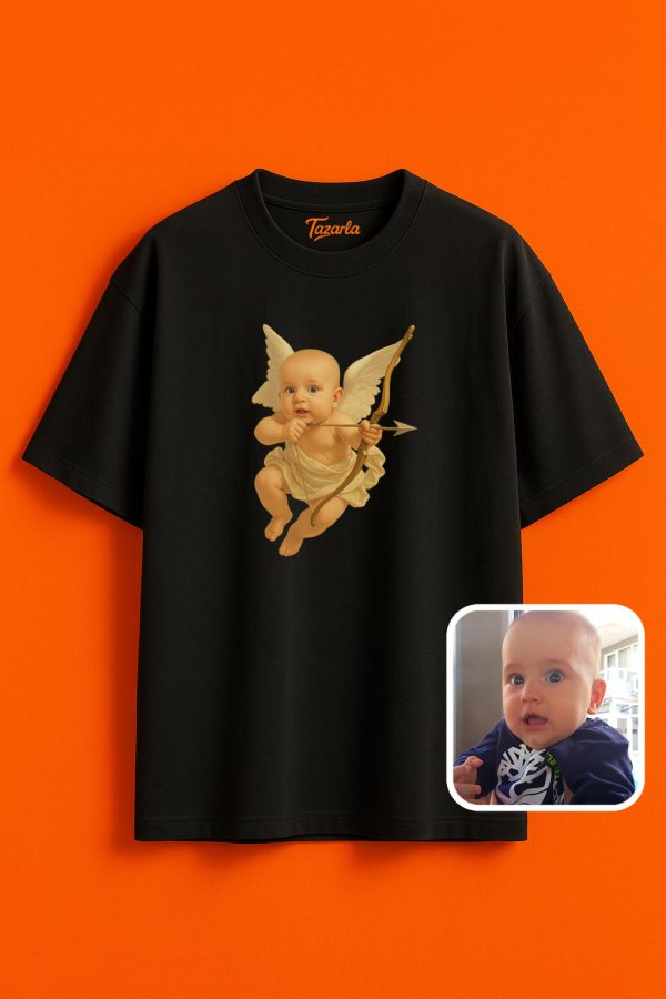 3D Barok Melek Oversize Unisex T-Shirt Tasarımı - Görsel 5