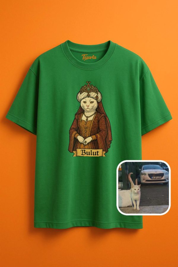 Osmanlı Kedisi Bulut ile Unisex Oversize T-shirt - Görsel 6