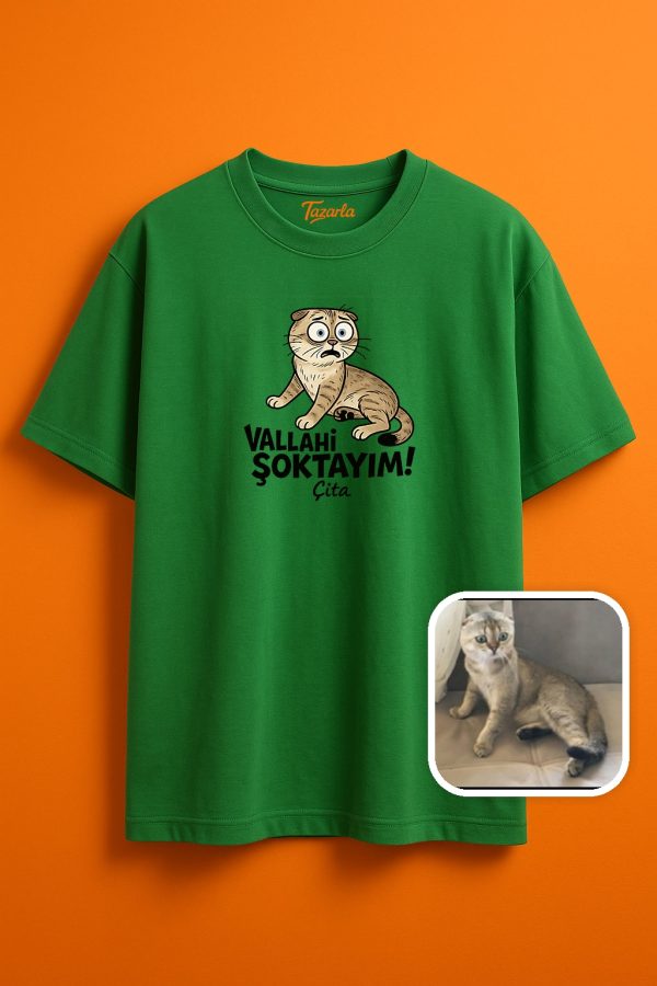 Şok Edici Çita Desenli T-Shirt Unisex Oversize T-Shirt - Görsel 4