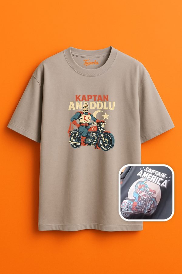 Kaptan Anadolu tarzında Unisex Oversize T-Shirt - Görsel 2