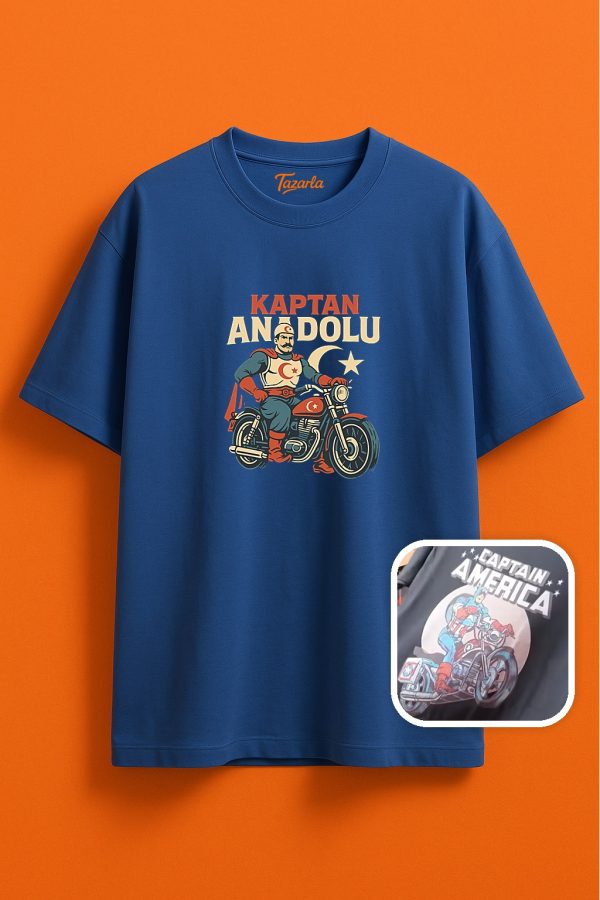 Kaptan Anadolu tarzında Unisex Oversize T-Shirt - Görsel 4
