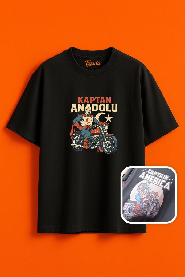 Kaptan Anadolu tarzında Unisex Oversize T-Shirt