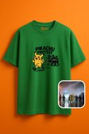 Pikachu Kostümlü Protestocu T-Shirt Unisex Oversize T-Shirt
