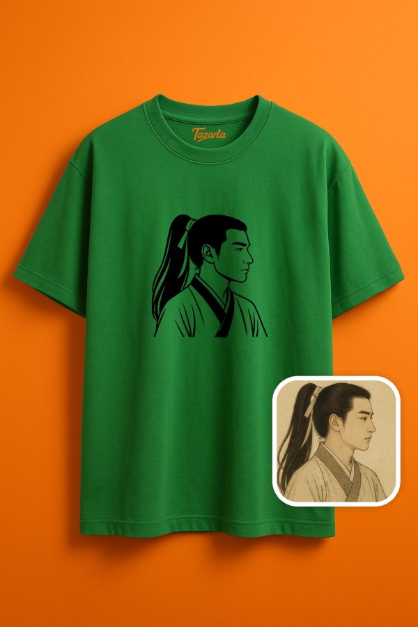 Eski Çin Portresi Şıklığı Unisex Oversize T-Shirt - Görsel 4