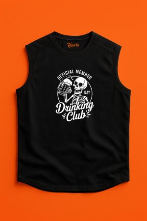 "Drinking Club Şıklığı Unisex Regular Kolsuz - Kesik Kol T-Shirt"