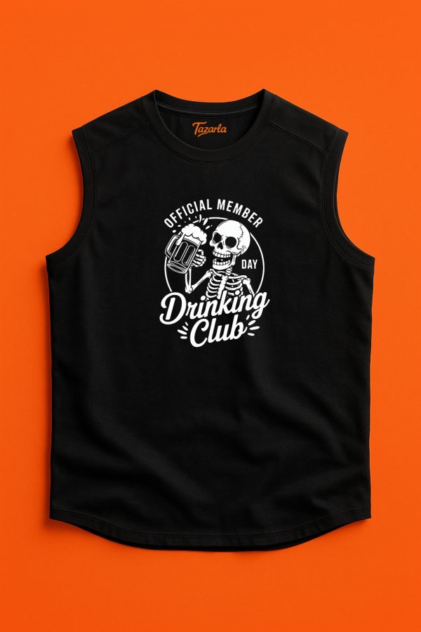 "Drinking Club Şıklığı Unisex Regular Kolsuz - Kesik Kol T-Shirt"