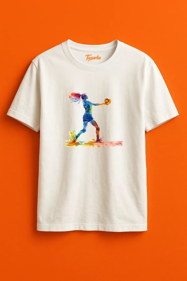 Renkli Voleybol Oyuncusu Unisex Regular T-Shirt