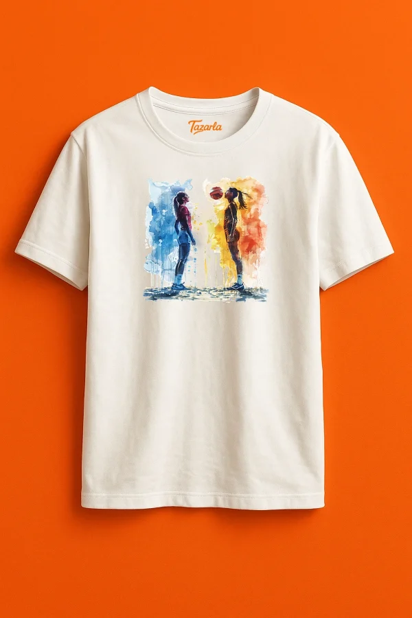 Renkli Voleybol Oyuncuları Sahada Unisex Regular T-Shirt