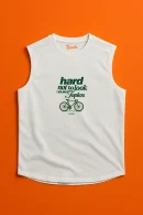 Retro Bisiklet Tarzında Kolsuz T-Shirt - Unisex Regular Kolsuz - Kesik