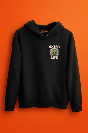 Extra Life Pixel Uzaylıyla Tarzını Yansıt Unisex Regular Kapşonlu Hood